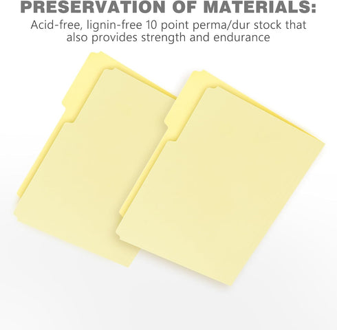 Lineco Archival Letter Size File Folders, 50 Pack, Acid-Free, Light Tan, 9.5" x 11.75" with 1/3-Cut Tab