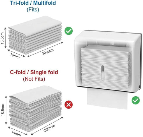 2 Pack QWORK Wall Mount Paper Towel Dispenser Tri-Fold Holder with Lock for Bathroom, Kitchen & Office