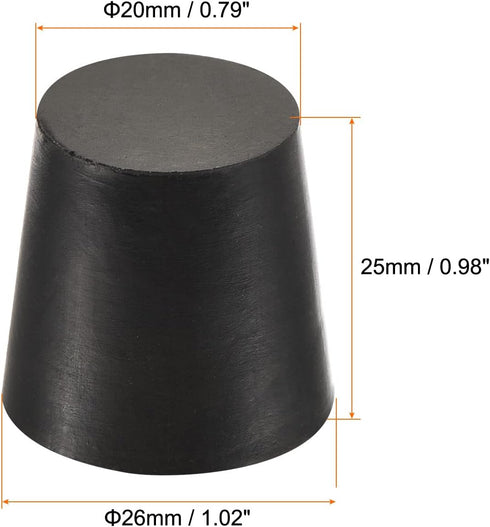 MECCANIXITY Rubber Tapered Plug 20mm to 26mm Solid Test Tubes Bungs Stopper Black for Lab Home 10 Pieces