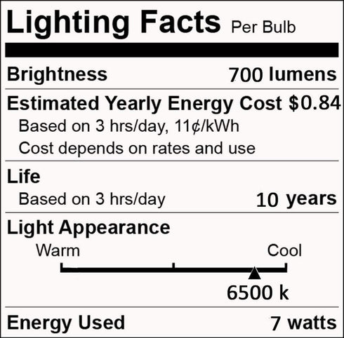 12V Low Voltage LED Light Bulbs - Daylight 7W (Only for 12-36V), Pack of 6