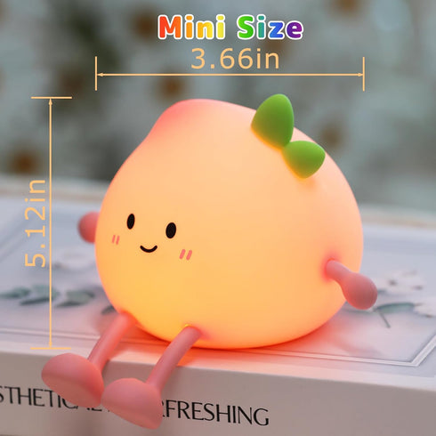 7 3 Night Light for Kids, Cute Peach Soft Silicone Nursery Light with Colors & Levels Adjustable Warm Light