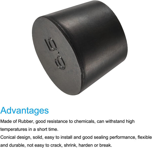 MECCANIXITY Rubber Tapered Plug 27mm to 34mm Black Solid Test Tubes Bungs Stopper, 5 Pieces