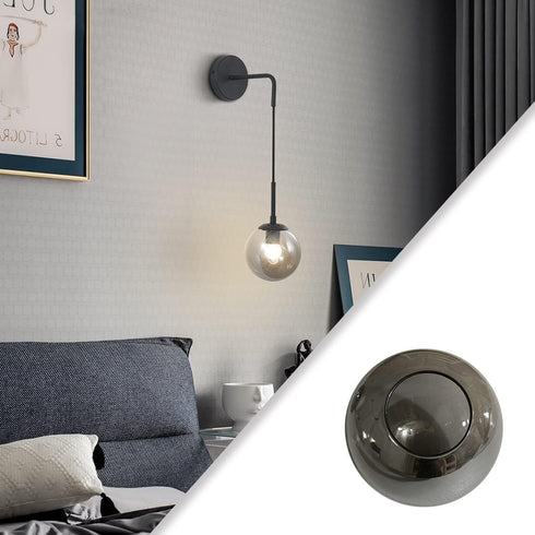 5.9 BOKT Smoke Gray Glass Globe Shade Replacement Grey Glass Lampshade Cover for Light Fixtures Wall Sconces Chandelier