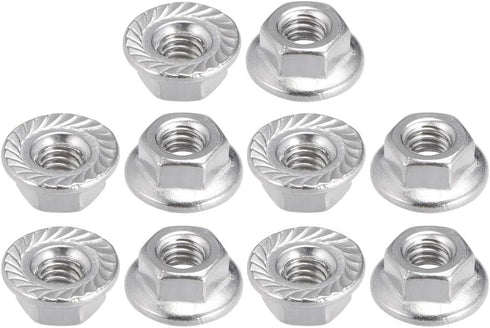 uxcell M4 Serrated Flange Hex Lock Nuts, 304 Stainless Steel, 10 Pcs