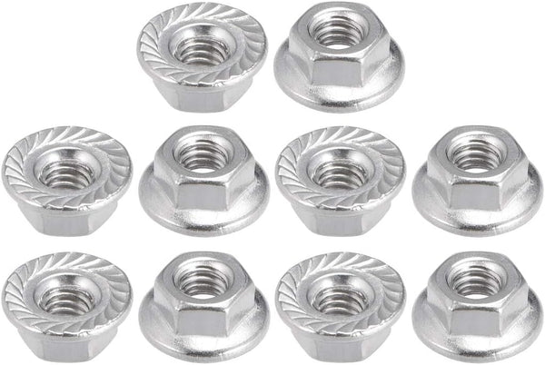 uxcell M4 Serrated Flange Hex Lock Nuts, 304 Stainless Steel, 10 Pcs