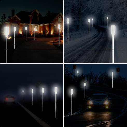 2 4 Pack 30 Inches Aolyty Solar Lights Outdoor, Waterproof Driveway Markers Reflective, Warning Flash Light