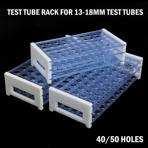 Transparent Plastic Test Tube Holder, 13mm x 50 Holes / 16mm x 50 Holes / 18mm x 40 Holes