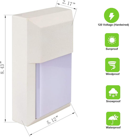 3000K 12W 1000 1-Pack LIT-PaTH Outdoor Sconce Wall Light, LED Wall Lantern, Porch Lighting Fixture, Lumens, Aluminum