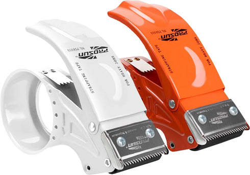 PROSUN 2 Pack Metal Packing Tape Dispenser Gun: 2-inch Wide Tape Dispensers/3-Inch Inner Paper Core (2" Orange + 2"