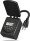 BN-LINK 7 Day Heavy Duty Digital Outdoor Timer, Dual Outlet, Weatherproof, Accurate for Lamps, Ponds, Christmas Lights