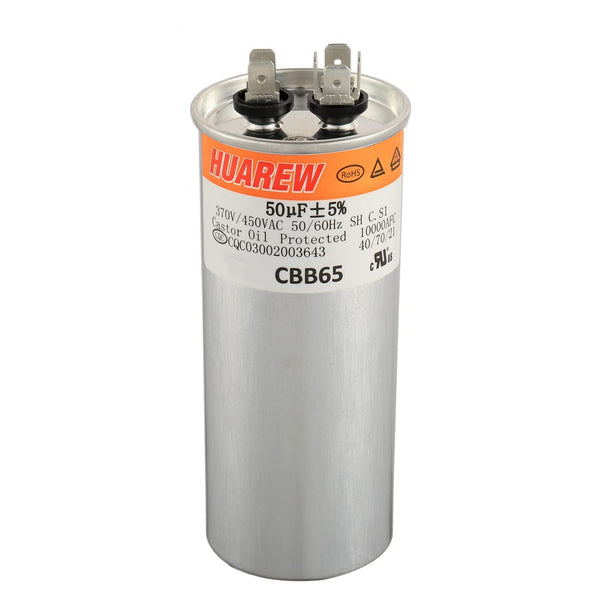 50 uF MFD ±5% 450 VAC CBB65 AC Motor and Fan Starting Round Capacitor