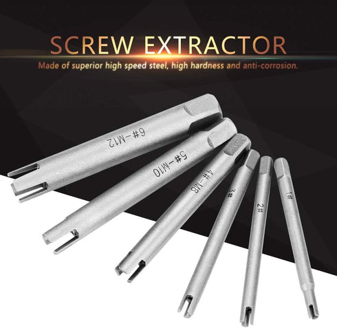 Steel Broken Head Taps Extractor Set, 6 Pcs Screw Remover for Everyday Home Repair Work