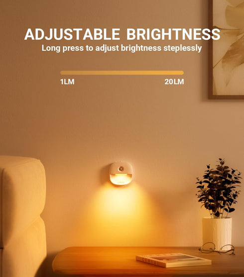 Dimmable 3 Pack Lyridz Rechargeable Battery Night Light with Motion Sensor, Amber Nightlights for Bathroom, Bedroom