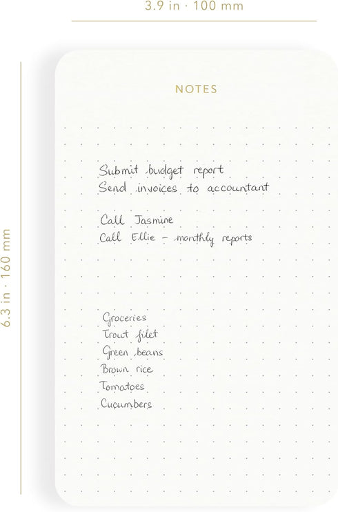 Elegant Executive Notepads, Minimalist Gold Foiled Memo Pads, Dotted Layout, 3 Pack, 225 Sheets Total, Eco-friendly
