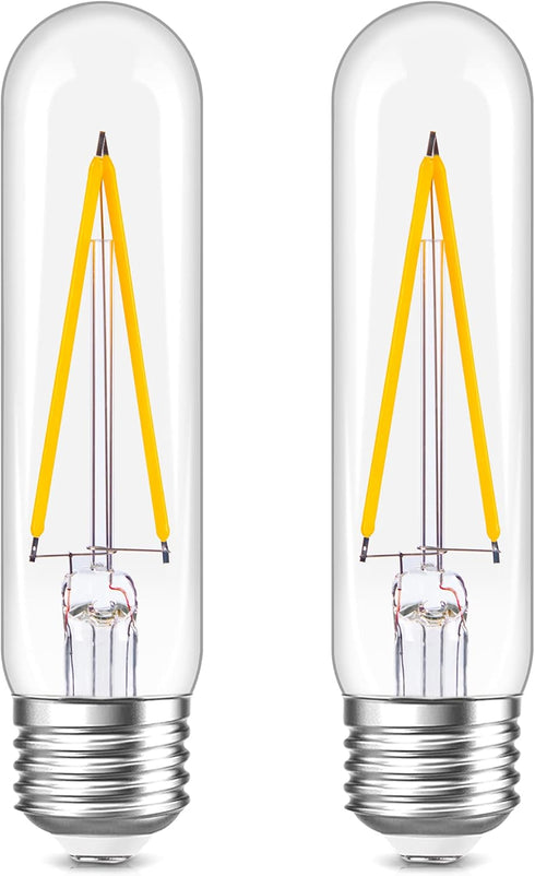 Dimmable Tubular LED Bulb, E26, 2 Pack, T10 T30 Vintage LED Bulbs, 40 Watt Equivalent, 2700K Warm White