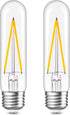 Dimmable Tubular LED Bulb, E26, 2 Pack, T10 T30 Vintage LED Bulbs, 40 Watt Equivalent, 2700K Warm White