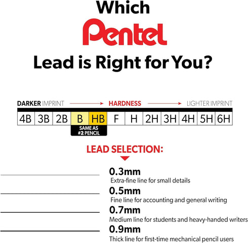 Pentel Super Hi-Polymer Lead Refill, 0.7mm Medium, 2H, 144 Pieces of Lead (50-2H), Gray