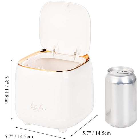 Foraineam 2 Pack Tabletop Trash Can, Mini Plastic Wastebasket with Pop-up Lid for Bathroom and Office