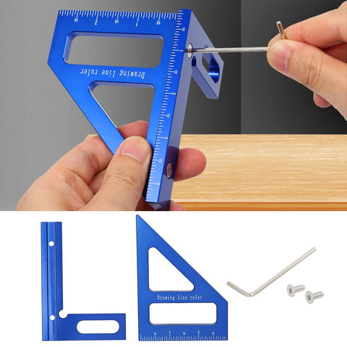 Imperial 3D Multi-Angle Measuring Ruler, Aluminum Alloy Woodworking Square Protractor for Engineers and Carpenters