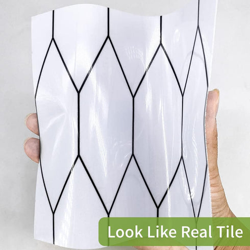 Floor Wall Tile Transfers Sticker: Peel & Stick Vinyl Splashback Tile Decals for Home Decor, 10 Pcs, Black Line
