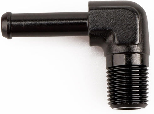 1/4" NPT Male to 3/8" Hose Barb Fitting Adapter - 90 Degree Aluminum Black for 6AN Push on Hose