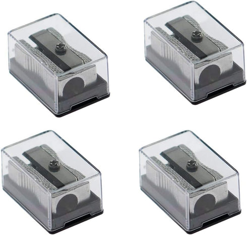 WEKOL Metal Dual Pencil Sharpener, Aluminum Manual Sharpeners with Acrylic Cover, 4Pcs Blades