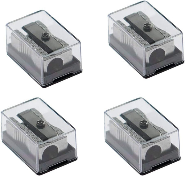 WEKOL Metal Dual Pencil Sharpener, Aluminum Manual Sharpeners with Acrylic Cover, 4Pcs Blades