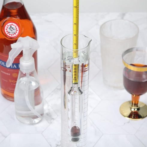 Hydrometer Alcohol Meter Test Kit with 1 Glass Cylinder, 1 Brush, 2 Airlock, Digital Hydrometer Alcohol 0-200 Proof