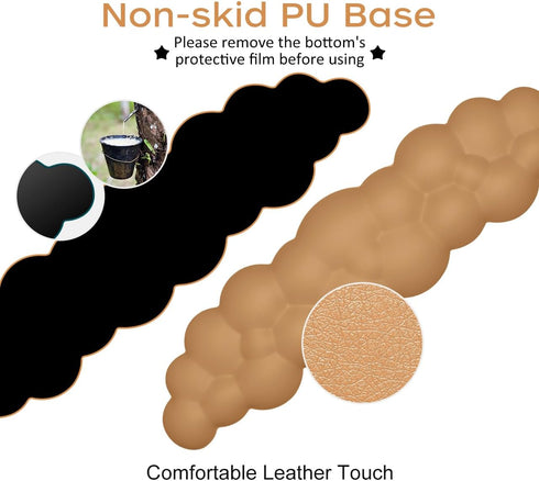 JIKIOU Upgrade Leather Cloud Keyboard Wrist Rest, Comfortable Memory Foam with Non-Slip PU Base for Gaming