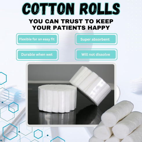 2000 Count Dental Cotton Rolls | Absorbent Nose Bleed Stoppers and Nose Plugs for Dental Procedures, Wisdom Teeth