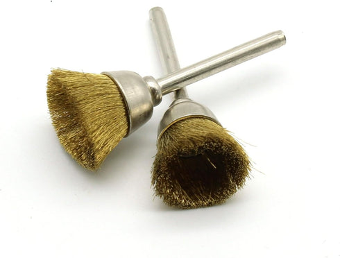 TEMO 10 pc Brass Rotary Cup Wire Brush Wheel #536, 1/2 Inch with 1/8 Inch Shank for Dremel Tools