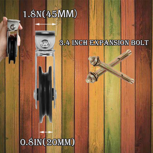 3.5 Inch Wall Mount Pulley Wheel, Heavy Duty Gym Cable Wheel with 180-Degree Hinge Rotation