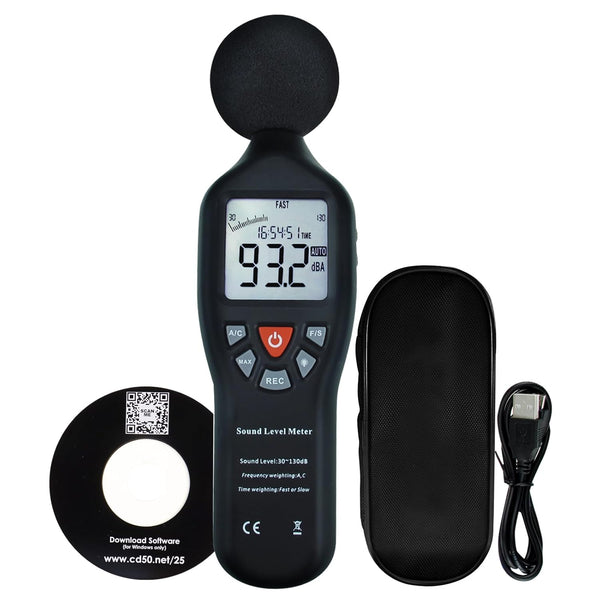 Decibel Meter Sound Level Meter with CD Software, Audio Noise Measuring Range 30 – 130 dB