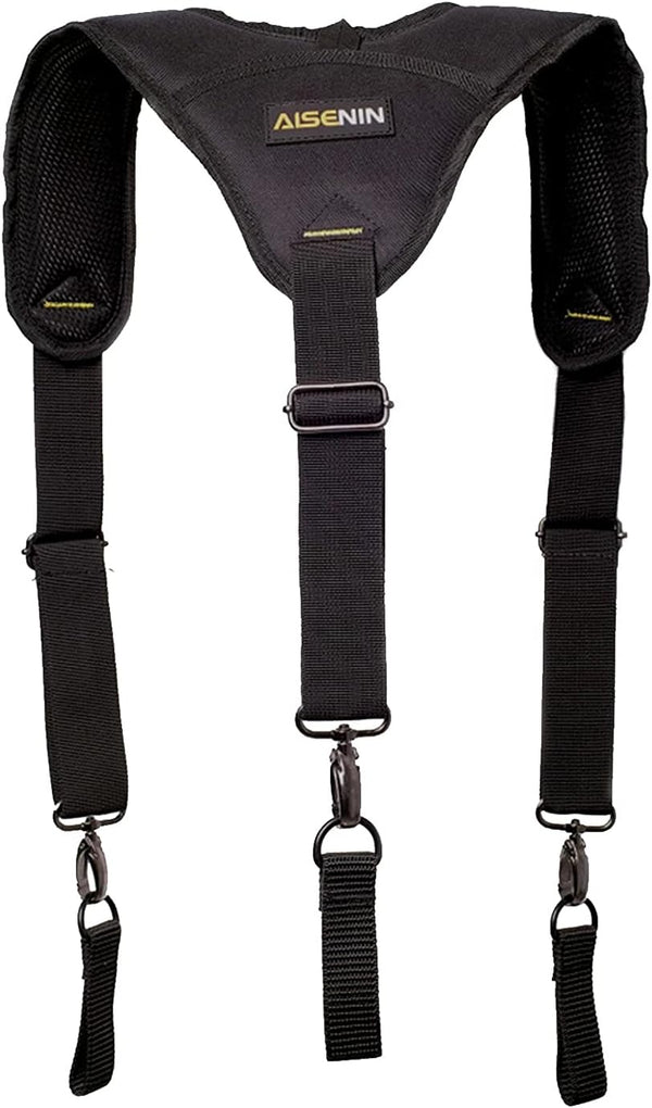 AISENIN Heavy-Duty Tool Belt Suspenders for Men - 3 Point Padded Suspenders for Tool Belt
