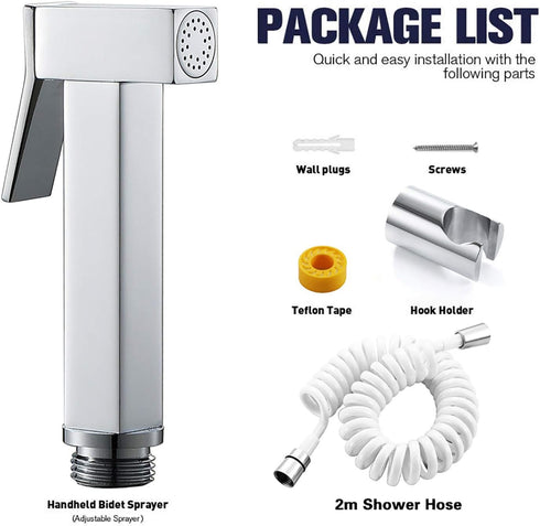 VNFOCRQJH Set Handheld Bidet Sprayer for Toilet, Chrome Portable Cloth Diaper Sprayer Brass Bathroom Bidet Sprayer Kit