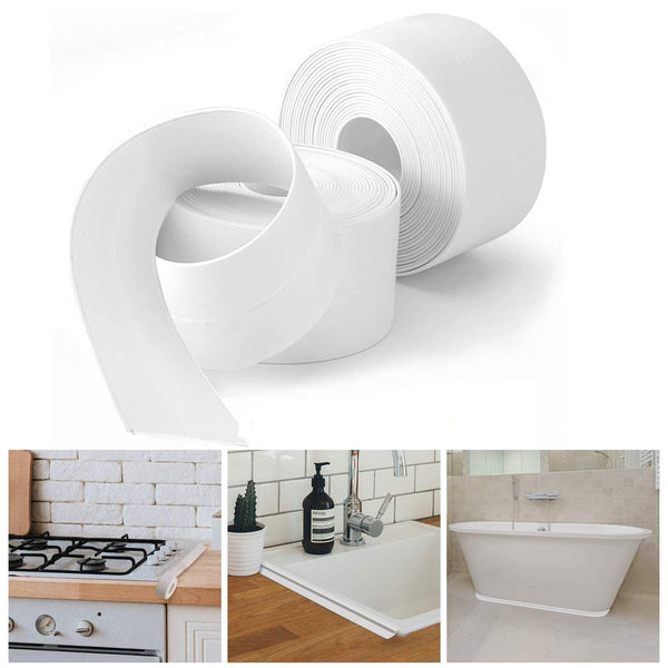 Bath & Kitchen Caulk Tape Sealant Strip, PVC Self Adhesive Tub and Wall Sealing Tape, 2PC