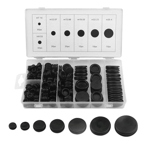 XINGYHENG 170Pcs Rubber Grommet Kit, 7 Sizes Solid Hole Plugs for Plumbing Automotive General Repair