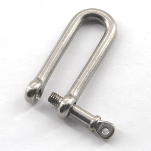 M6 Long D Ring Shackle 304 Stainless Steel Anchor Shackle with Screw Pin for Material Handling, Rigging Accessories