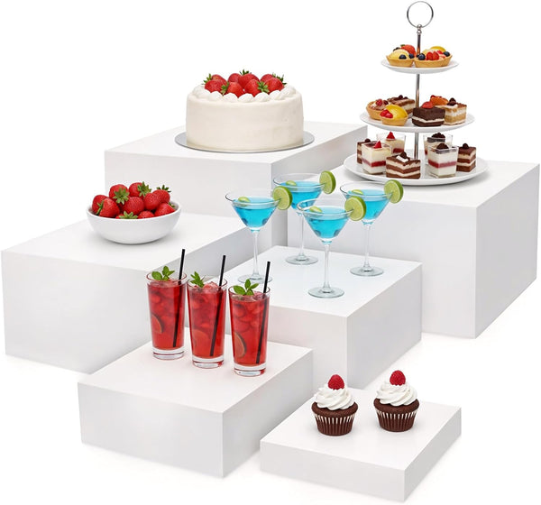 PercyEffie 6PCS Buffet risers Acrylic Cubes for Display Food risers for Buffet Table