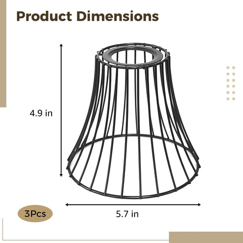 Toyosport 3 6 Bulb Pcs Metal Lamp Shade, in Iron Pendant Light Shade, Black Metal Lamp Guard, Industrial Birdcage