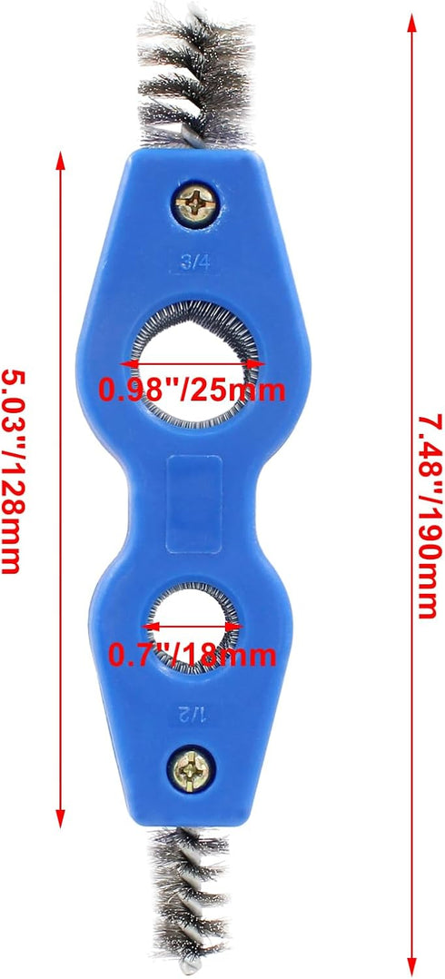 1 Pcs 4-in-1 Copper Tubing Brush, Copper Pipe Cleaner Tool for Plumbing Installation, Blue Steel Bristles