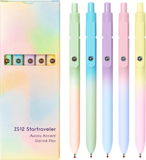 Gel Pens, 5 Pcs Black Ink Pens for Women, 0.7mm Medium Point, Smooth Writing Pens with Silicone Grip