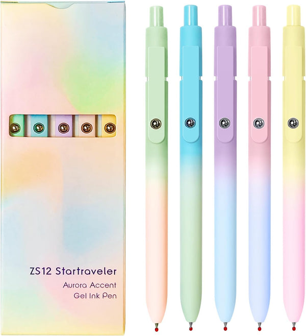 Gel Pens, 5 Pcs Black Ink Pens for Women, 0.7mm Medium Point, Smooth Writing Pens with Silicone Grip