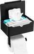 Toprema Matte Black Toilet Paper Holder Tissue Roll Hanger with Shelf Flushable