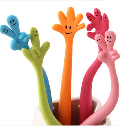 Bendable Ballpoint Pen Bending Hand Gesture Ballpoint Pen Free to Bend Cute Cartoon Silicone Gesture Ballpoint Pen,0.7mm Black Ink,6 Pcs/Set by Funny live