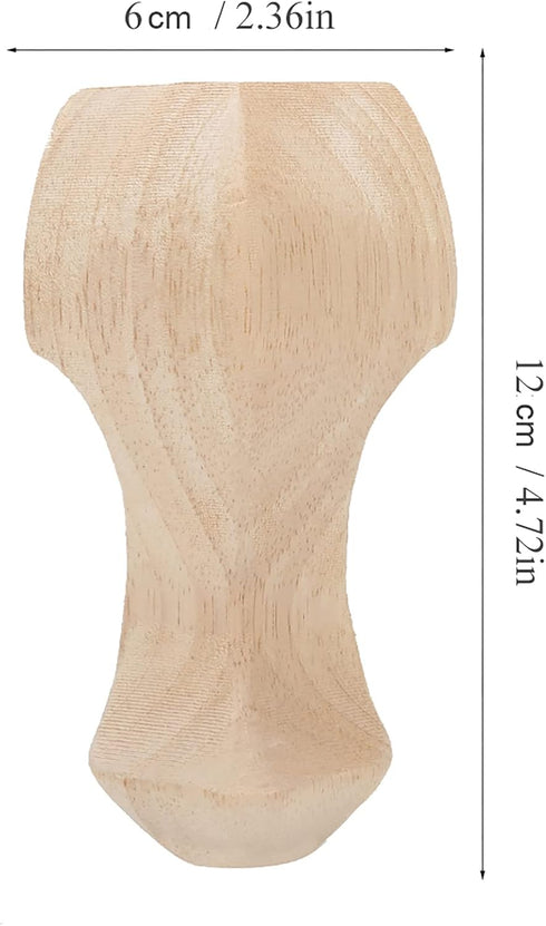 GETKIVA 1: Set 4 12 6 cm 15 6 cm 2: 4pcs (12 6cm) Option Hand Carved Rubber Wood Furniture Legs of for Sofa Coffee