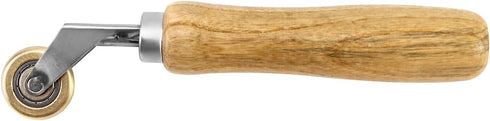 QWORK Brass Seam Roller, Roofing and Vinyl Flooring Detail Roller, with Wood Handle