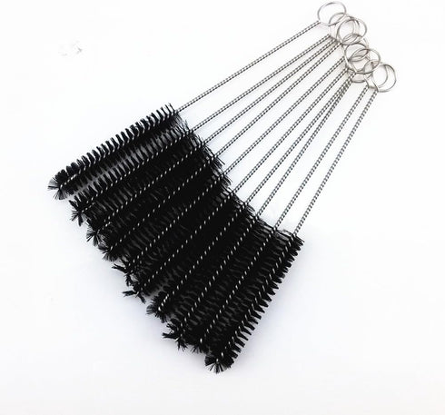 yueton Pack of 10 Black Nylon Tube Pipe Nozzle Brushes - Dia 10mm with Wire Loop Handle