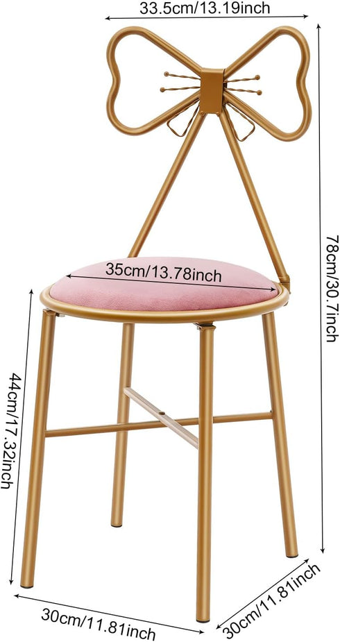 LIWBYYG Deep Pink Vanity Chair, Butterfly-Shaped Dressing Stool Makeup Chair Vanity Chairs Makeup Chairs with Bow