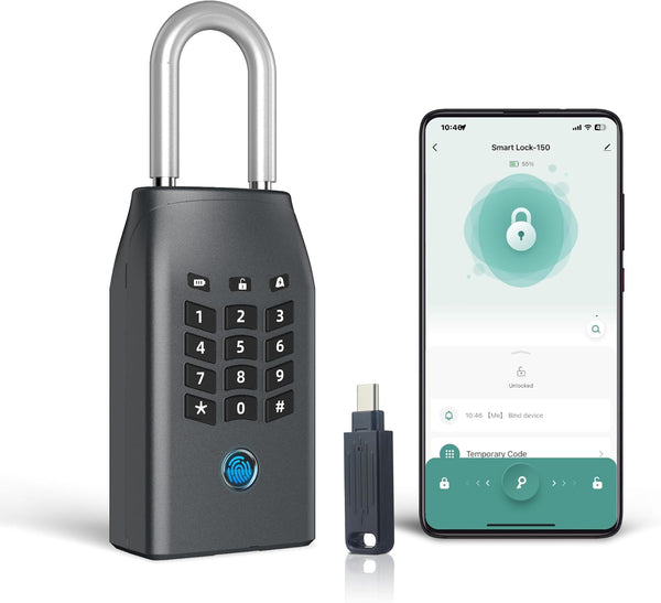 Smart Key Lock Box, with Fingerprint,Tuya APP,Password and Emergency Key Unlocked Methods,